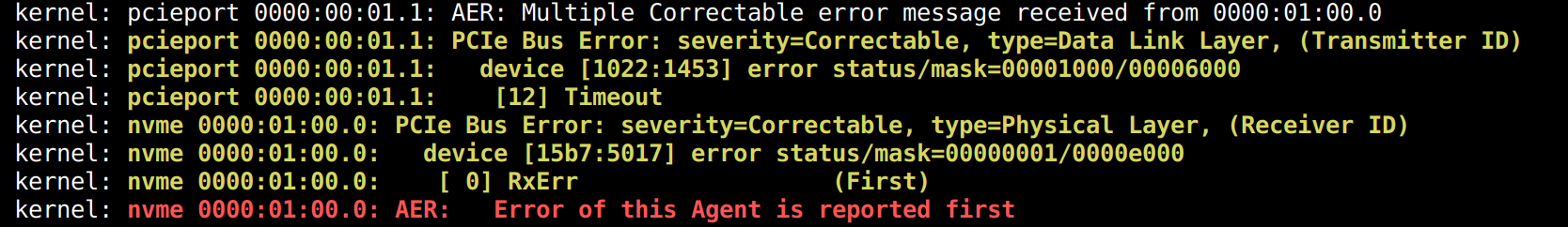 PCIe syslog error